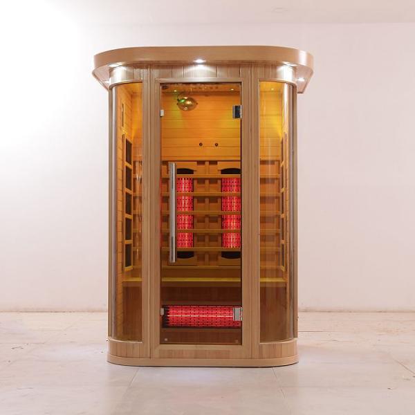 Deluxe Solid Wood Full Spectrum And Carbon Heater 2 Person Infrared Sauna Indoor