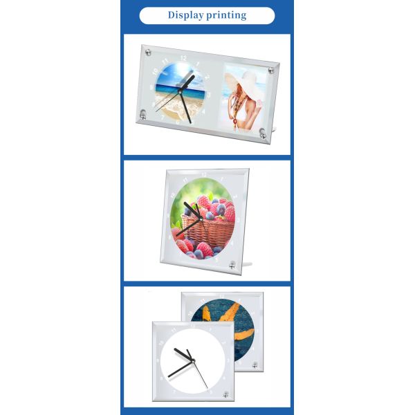Wholesale Sublimation Blank Custom High Quality Coating Sublimation Glass Photo Frame Diy Besk Design with Clock Gifts