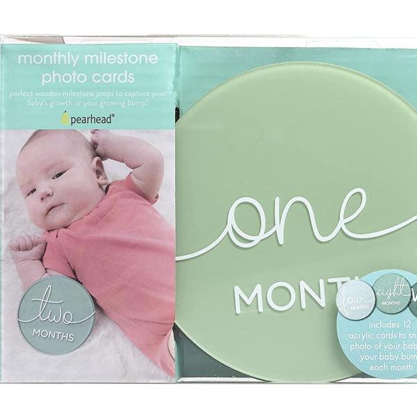 Custom Eco Wooden Milestone Discs Green Milestone Discs Acrylic For Baby Shower