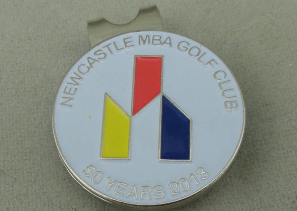 Silver Golf Cap Souvenir Badges Iron Stamped Soft Enamel With Strong Magnet And Clip