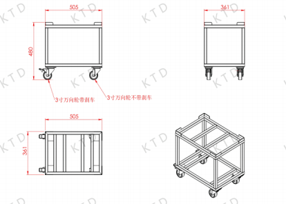 KUTED Transport Trolley II 80kg Load Capacity with Square Tube SUS 304 201