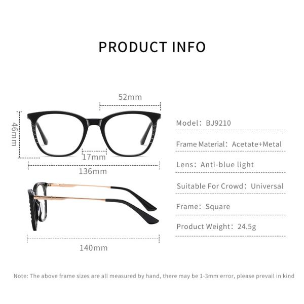 Handmade стекла металла ацетата обрамляют свет Unisex квадрата анти- голубой