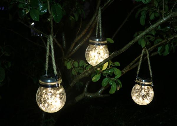 Decorative Colorful Solar Powered Yard Lights Crack Night Light Garden Bottle Hanging
