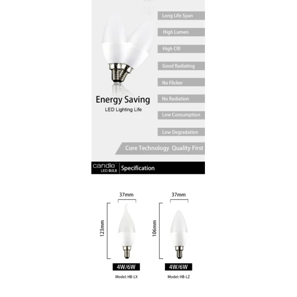 Manufacturers E14 Led Candle Bulb E26 B22 E27 Smd A19 Led Spotlight Candle Light Bulb
