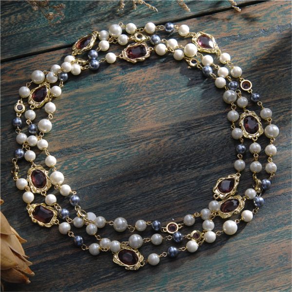 2025 Handmade Glass Turquoise Long Necklace Sweater Chain for Women