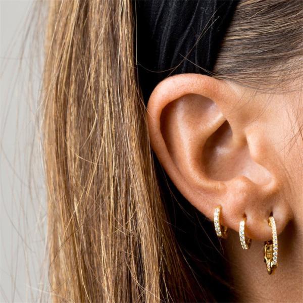 Pendientes de aro de acero inoxidable para mujer, oro, plata de ley 925, pendientes Huggies