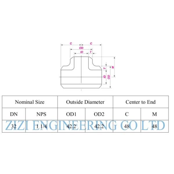Stainless Steel Pipe Tee 1 1 / 4 