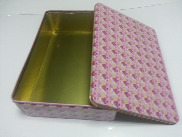 Painted Metal Square Tin Cookie Containers For Food Storage