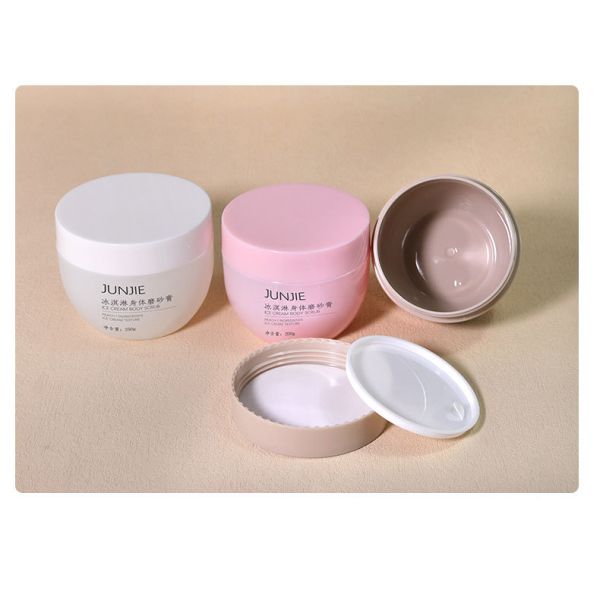 200ml 250ml PET Round Bottom Plastic Hair Butter Jar with Frosted Cap for Body Scrub and Cosmetic Packaging