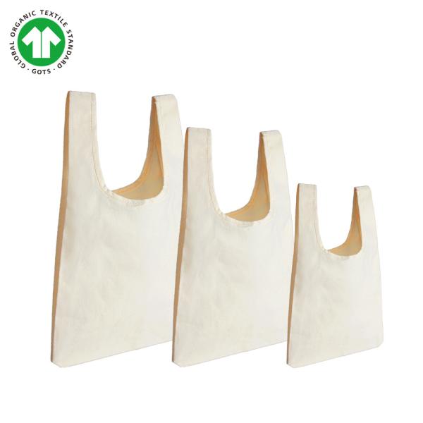 OEM Convenient Fancy Organic Cotton Tote Bags Bulk Natural White Color With Logo