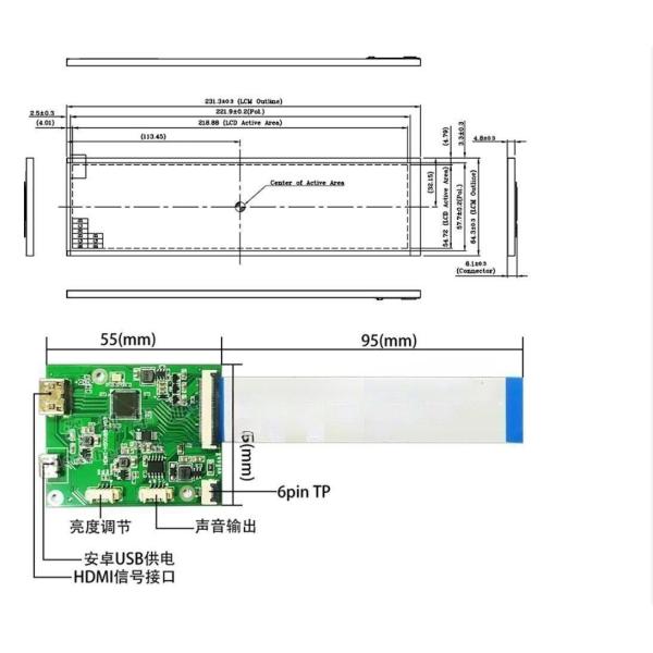 8,8-дюймовое сенсорное разрешение 480X1920 Tft Lcd 40 штырей HDMI, преобразованное в интерфейс MIPI,