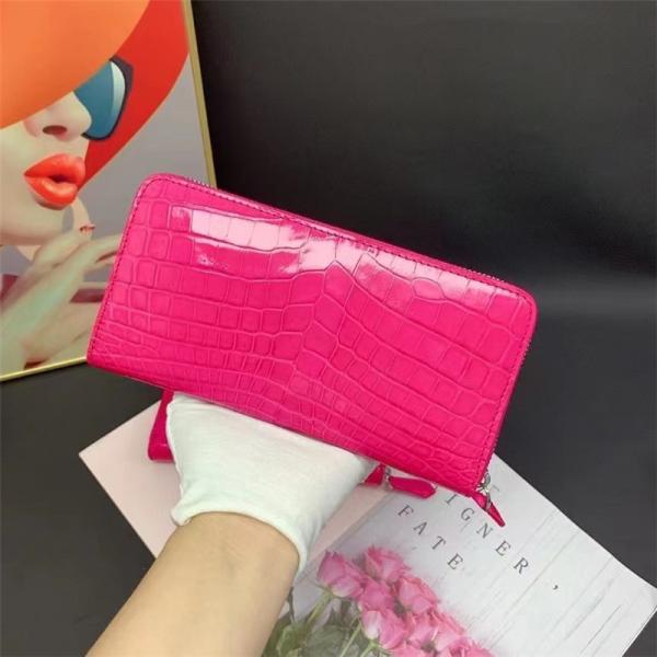 Authentic Genuine Crocodile Skin Women Long Card Pure Lady Colorful Glossy Wallet Exotic Alligator Leather Female Clutch
