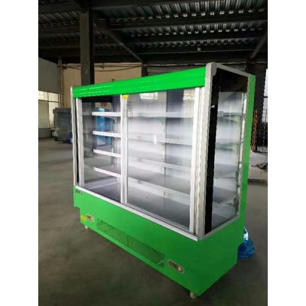 Supermarket Fruit Vegetable Shop Preservation Display Freezer With Door Curtain