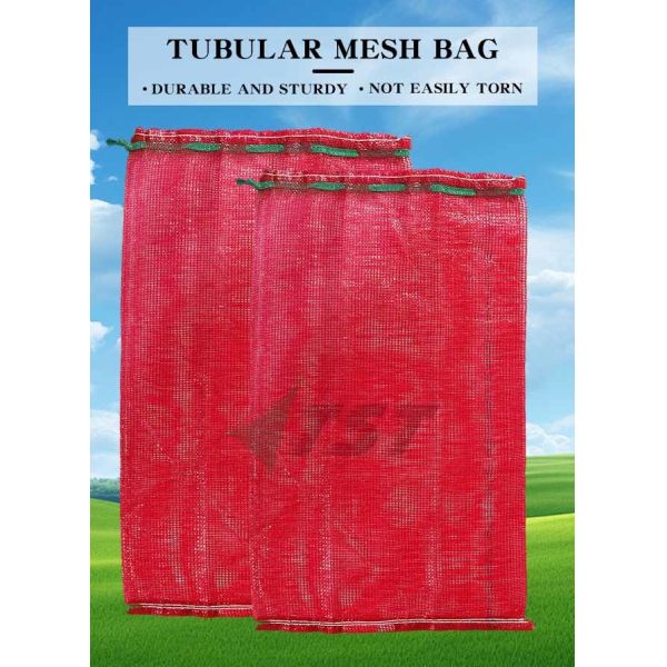 PP Plastic Leno Mesh Bag For Onion Garlic Potato Seafood Firewood Packing With Cord