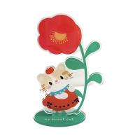 Stand de bureau acrylique mignon et clair sur mesure avec impression UV comme cadre photo et porte-note acrylique