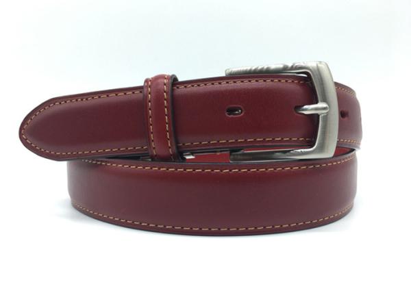 Red Womens Genuine Leather Belt For Jeans With Metal Pin Buckle