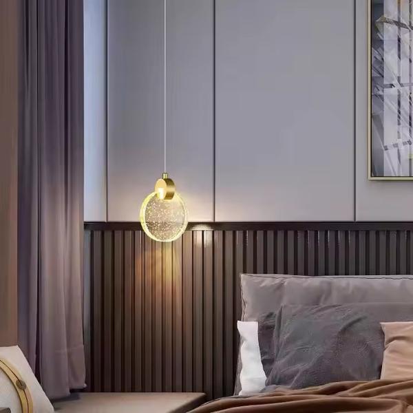 Chambre de séjour en cristal ronde contemporaine maison décorative Led Pendant Light Pour l'hôtel Escalier de salon