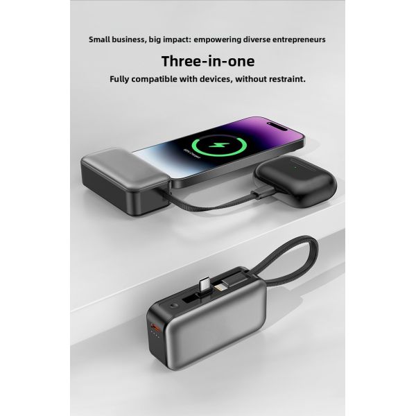 Mini Portable Pocket Power Bank 5000mAh 22.5W with Li Polymer Battery USB / Stand