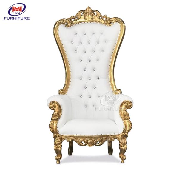 Tall Princess White Gold Royal Throne Chair Wedding