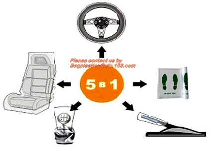 5 in 1 clean kits, auto clean kits, auto cleaning kits, Disposable PE Plastic Seat Car Cover Package, 5-in-1 Automotive