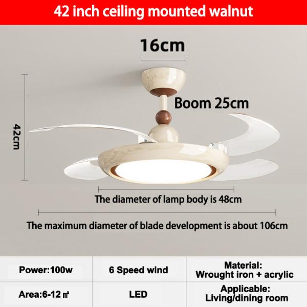 Ventilateurs intérieurs de luxe de 42 pouces, Ventilateurs de plafond de salon modernes avec des lumières lumineuses