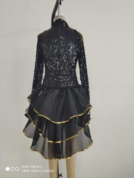 Costume Girls Dancewear Black And Gold Color Lace 100% Polyester