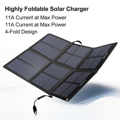 Highly Foldable Solar Charger with PSE Certifications 11A Current at Max Power 4-Fold Design