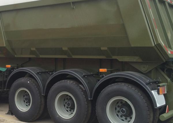 Construction Business Semi Trailer Truck , 3Axles Tipping Trailer Truck High Rigidity