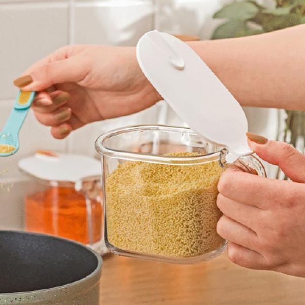 опарникы тар для хранения специи 3pcs 4 Oz ясные пластиковые ссыпают с крышкой и ложкой