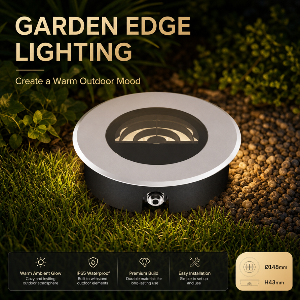 Shallow Depth Ground Luminaire 9W Pre Wired Recessed Outdoor Spot IP68 Waterproof - MB150