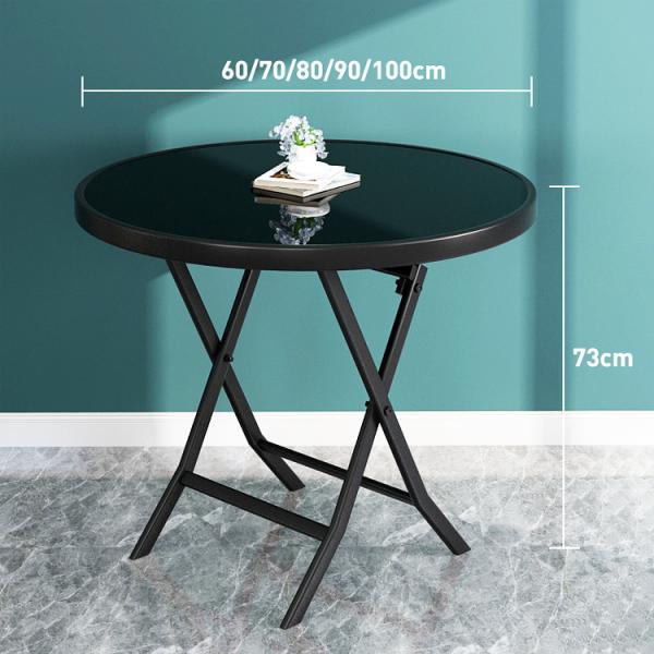 Outdoor Table Metal Tempered Glass Square Round Folding Foldable Coffee Dining Table