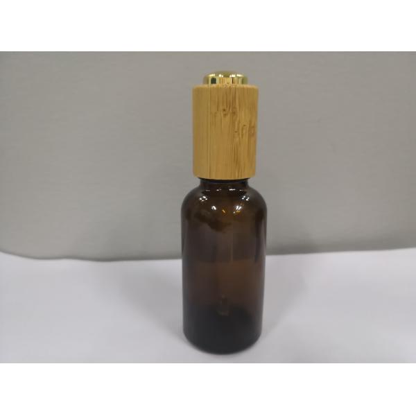 Стеклянные бутылки капельницы, янтарная бутылка эфирного масла 30ml с деревянным OEM бутылки заботы кожи воротника