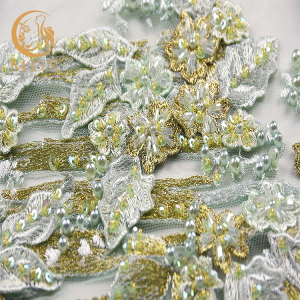 O trabalho de mão verde da hortelã ata o Applique solúvel em água do bordado do laço 3D