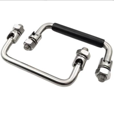 ISO9001 Steel Cabinet Handles 150*9mm Tool Box Pull Handle ODM With Black Rubber Grips