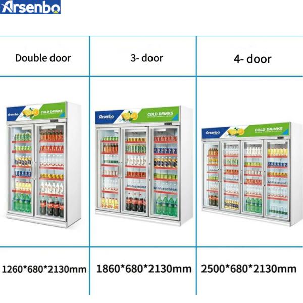 Arsenbo Glass Commercial Supermarket Refrigerator 3 Door Practical