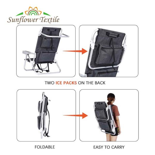 65*57*83cm Folding Lounge Beach Chair Aluminum Tube 600D Oxford Cloth Plastic Handrail