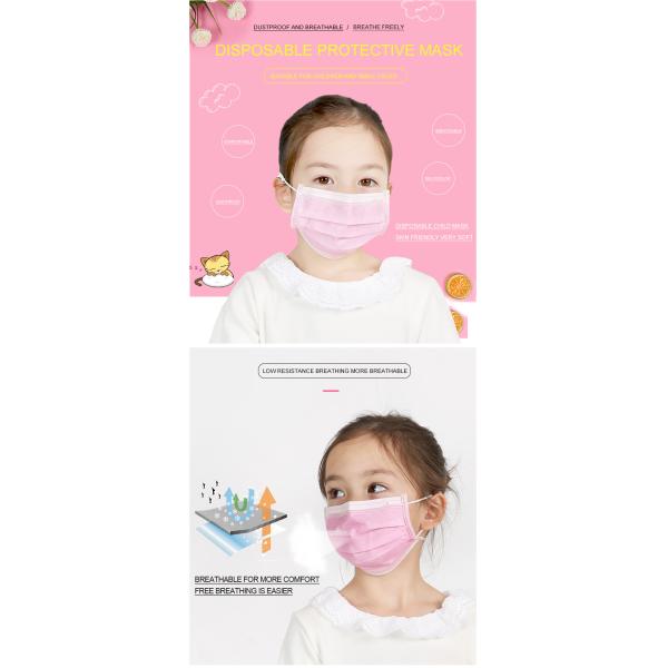 Non Irritating Disposable Kids Surgical Mask Dust Prevention Pink Yellow