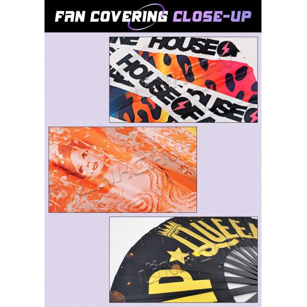 Custom Printed Large 33 cm Portable Painted Design Rave Bamboo Folding Hand Fan for Music Performance Festivals and Parties