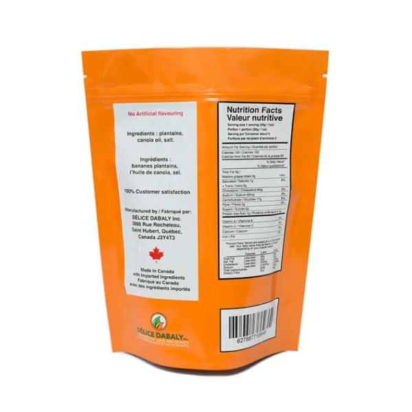 Snack Chips Packaging Custom Logo Zipper Food Grade Bags Pouch Sachet Plantain Chips Resealable Composite Plastic