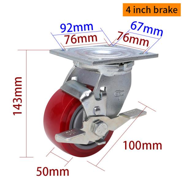 EDL Heavy Duty 4inch 350kg Plate TPU Caster by Rigid, Swivel and Brake type 734-86