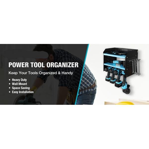 Cordless Drill Tool Holder Wall Mounted Pegboard Storage Rack for Workshop Garage