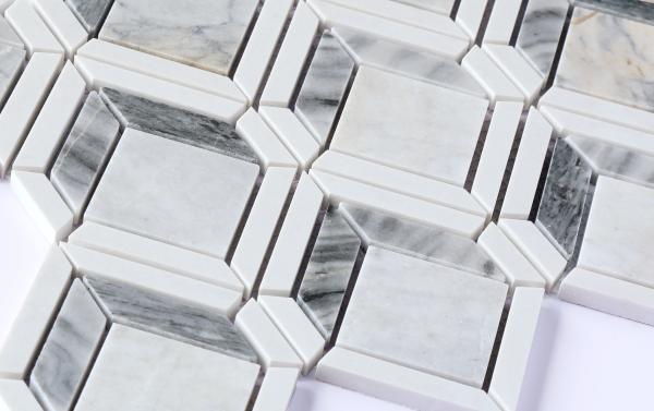 Mosaïque en pierre naturelle d'ivoire et gris 300x300 mm pour bureau et salle de bain