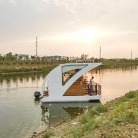 Maison de 6 personnes, maison flottante, maison flottante, pontons avec cuisine