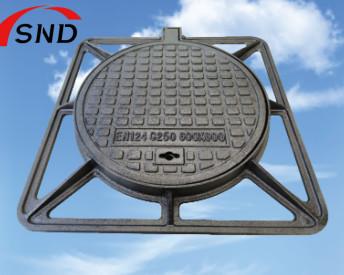Ductile Iron Manhole Cover 600*600 Mm Sizes Class C250 Cover