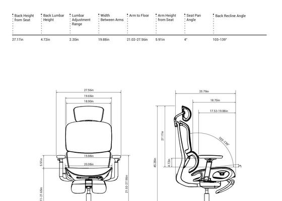 H2 Ergonomic Office Chair with 4.0 Dual-Back Design for Dynamic Spinal Support and Multiple Size Options