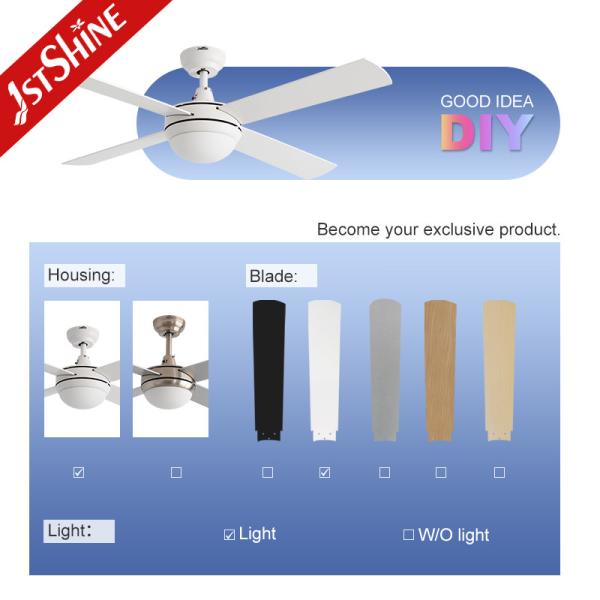 Modern White Ceiling Fan With Lamp Light 6-Speed DC Motor