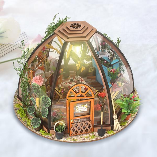 DIY Miniature Dollhouse with Furniture Gardening Tool LED Light Battery Case Wood Craft Garden House Self Assembly Dollhouse Wooden DIY Miniature Dollhouse With Furniture Gardening Tool LED Light Battery