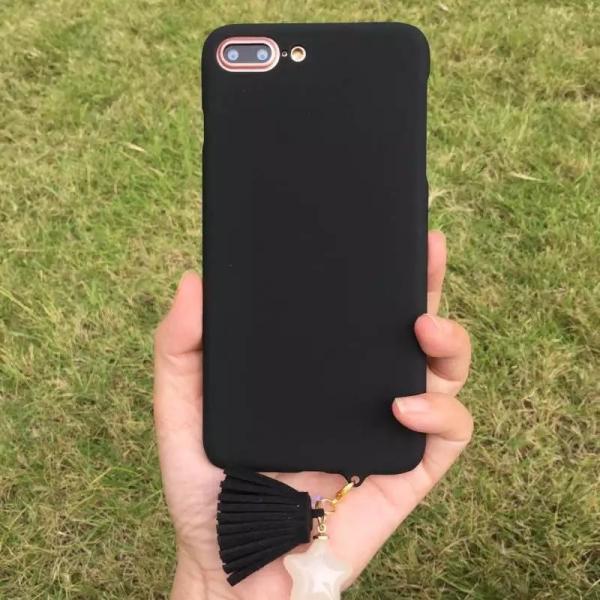 Hard PC Simple Solid Candy with Star Tassel Strap Color Cell Phone Case Cover For iPhone 7 6s Plus