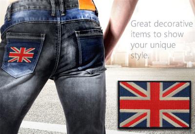 Clothes Iron On Backing Velcro Flag Patches UK Heat Cutting Border