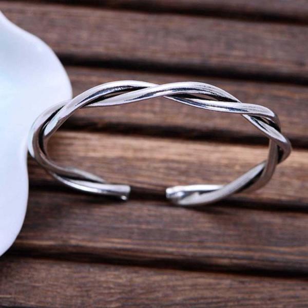 Solid Sterling Silver Weave Cuff Bangle Bracelet for Women (XH057215W)